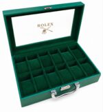 ⁦علبة فاخرة لتنظيم 12 ساعة بقفل ومفتاح – شعار Rolex⁩ - الصورة ⁦2⁩